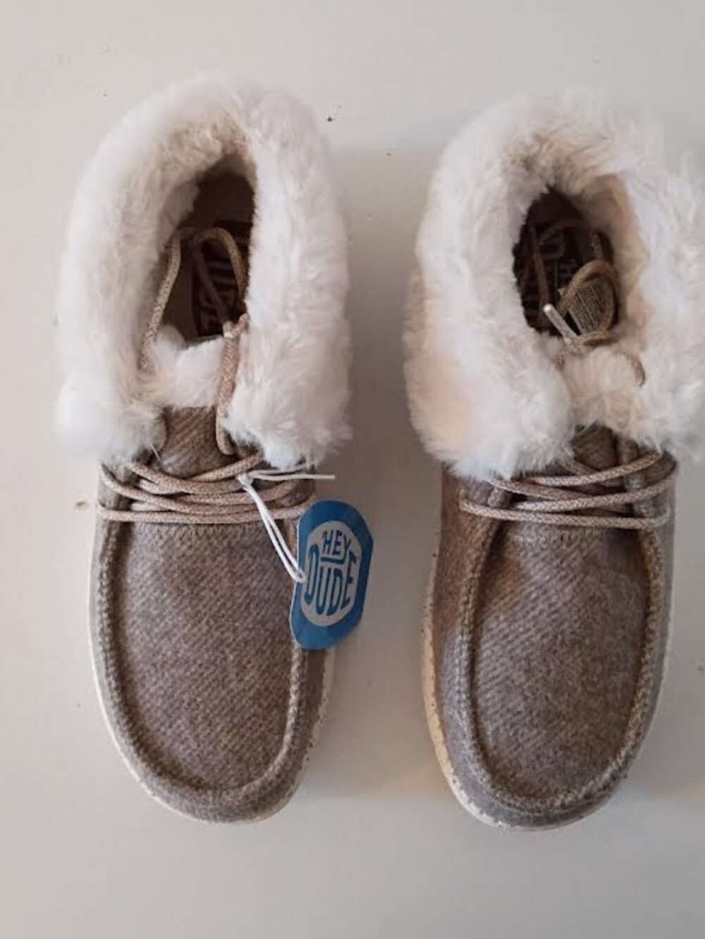HEY DUDE WENDY FOLD WOMEN'S SHOE FAUX SHEARLING NUT COLOR SIZE W8 NEW IN BOX